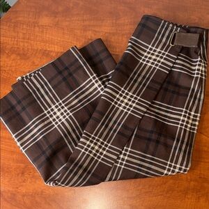 Wool Brown Plaid Maxi Pencil Skirt Jones New York
